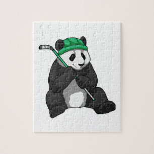 Panda at Ice hockey with Ice hockey stick Jigsaw Puzzle