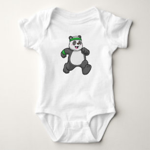 Panda at Jogging with Headband Baby Bodysuit