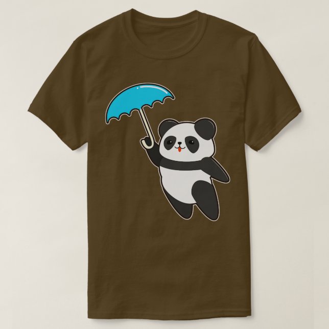 Panda at Rain with Umbrella 2 T-Shirt (Design Front)