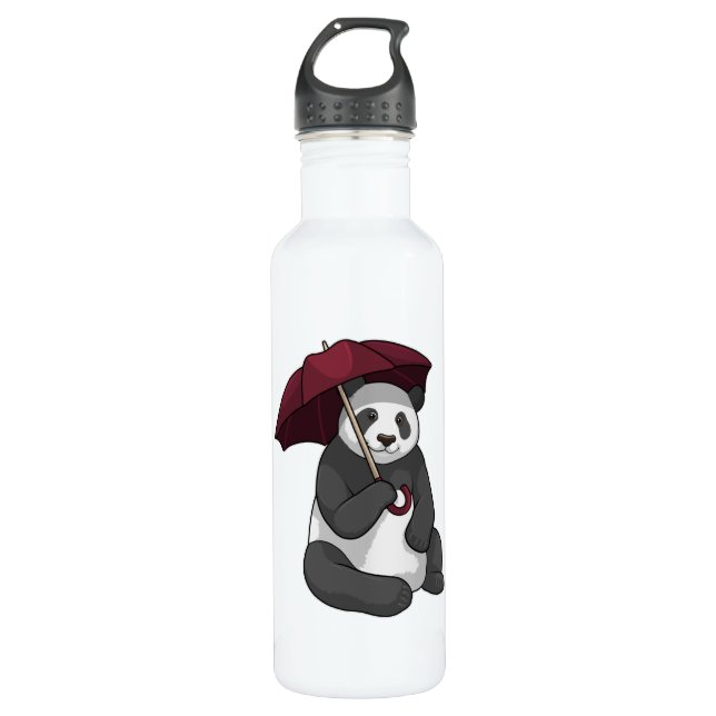 Panda at Rain with Umbrella 710 Ml Water Bottle (Front)