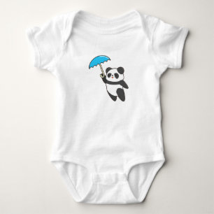 Panda at Rain with Umbrella Baby Bodysuit