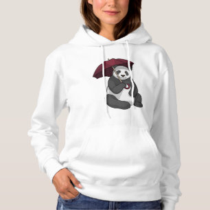Panda at Rain with Umbrella Hoodie