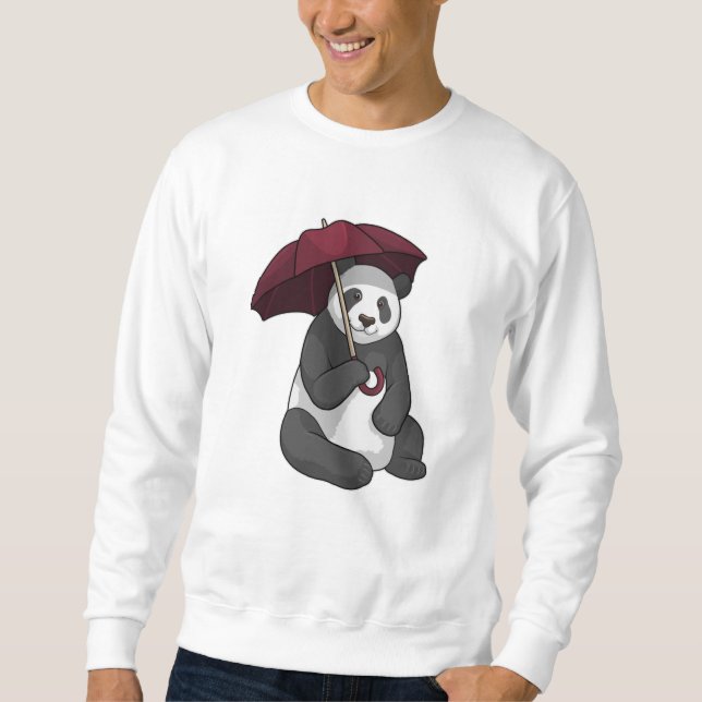 Panda at Rain with Umbrella Sweatshirt (Front)
