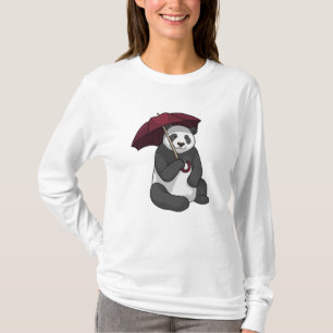 Panda at Rain with Umbrella T-Shirt
