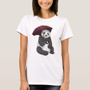 Panda at Rain with Umbrella T-Shirt