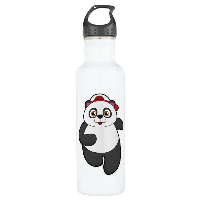 Panda at Running with Cap 710 Ml Water Bottle (Front)
