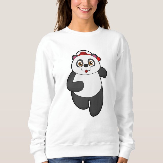 Panda at Running with Cap Sweatshirt (Front)