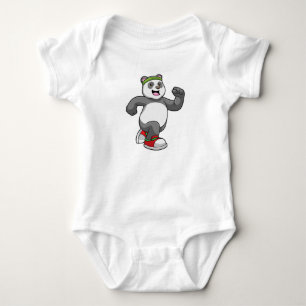 Panda at Running with Headband Baby Bodysuit