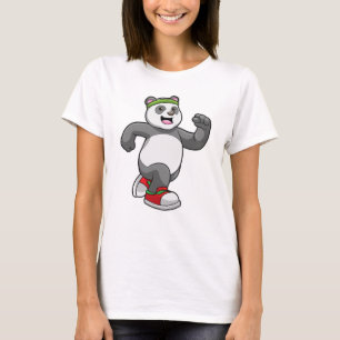 Panda at Running with Headband T-Shirt