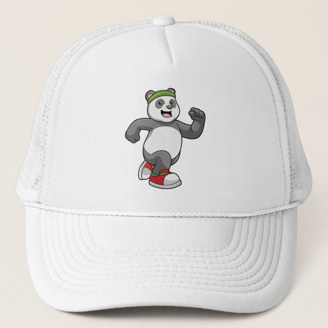 Panda at Running with Headband Trucker Hat (Front)