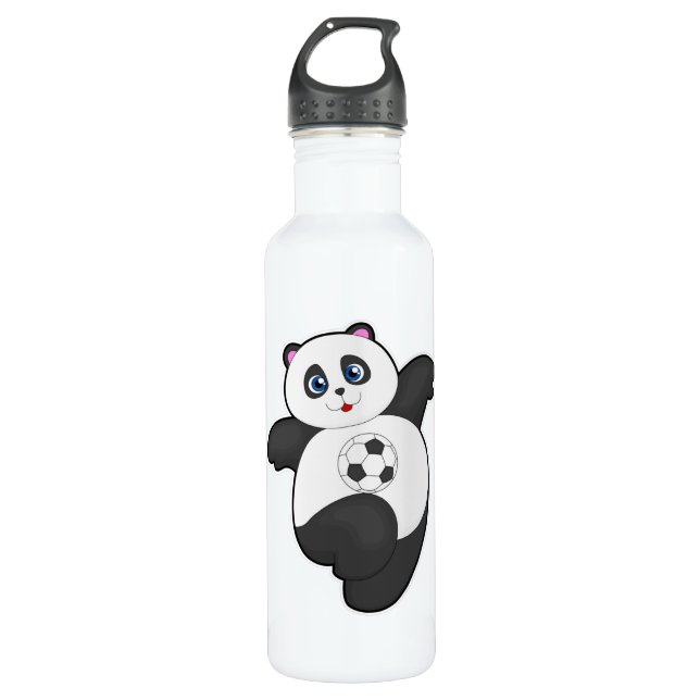 Panda at Soccer Sports 710 Ml Water Bottle (Front)