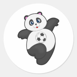 Panda at Soccer Sports Classic Round Sticker