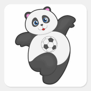 Panda at Soccer Sports Square Sticker