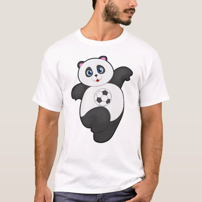Panda at Soccer Sports T-Shirt (Front)