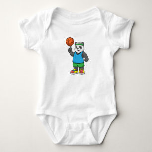 Panda at Sports with Basketball Baby Bodysuit