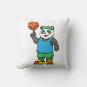 Panda at Sports with Basketball Cushion