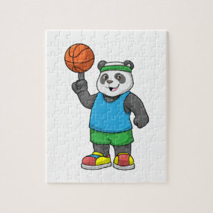 Panda at Sports with Basketball Jigsaw Puzzle