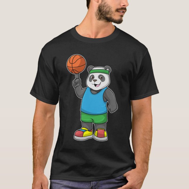 Panda at Sports with Basketball T-Shirt (Front)