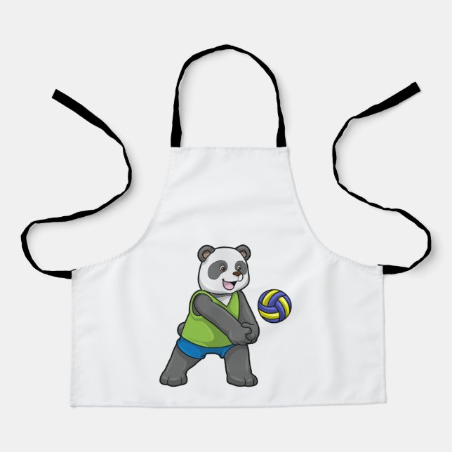 Panda at Sports with Volleyball Apron (Front)
