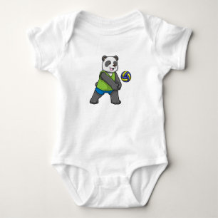 Panda at Sports with Volleyball Baby Bodysuit