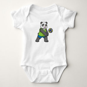 Panda at Sports with Volleyball Baby Bodysuit