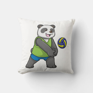 Panda at Sports with Volleyball Cushion
