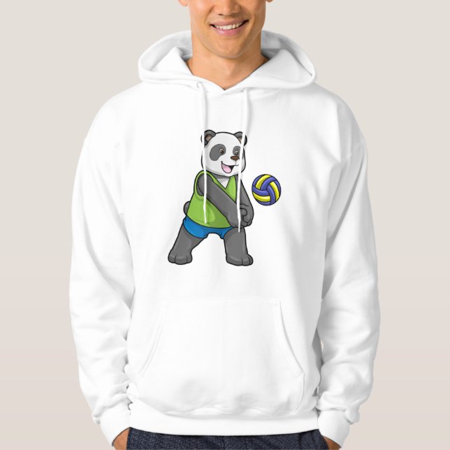 Panda at Sports with Volleyball Hoodie (Front)