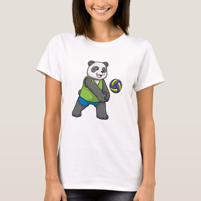 Panda at Sports with Volleyball T-Shirt (Front)