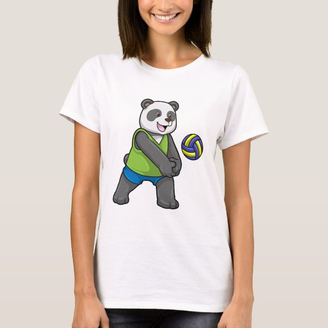 Panda at Sports with Volleyball T-Shirt (Front)
