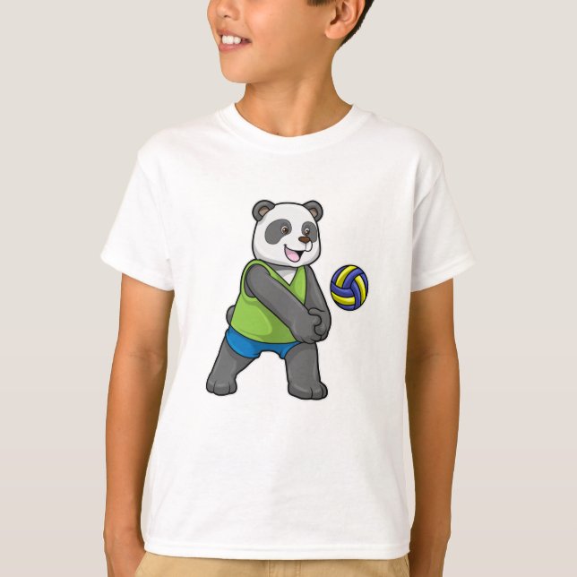 Panda at Sports with Volleyball T-Shirt (Front)