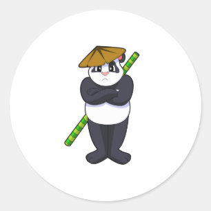 Panda at Stick fight Martial arts.PNG Classic Round Sticker