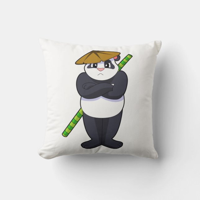 Panda at Stick fight Martial arts.PNG Cushion (Front)