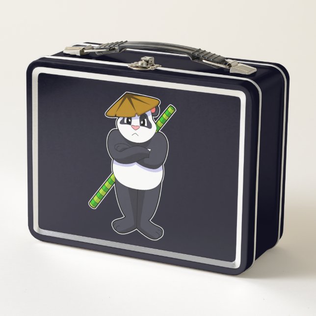 Panda at Stick fight Martial arts.PNG Metal Lunch Box (Front)