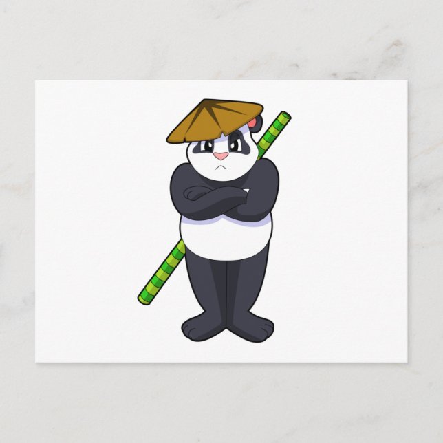 Panda at Stick fight Martial arts.PNG Postcard (Front)