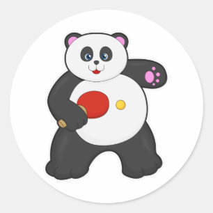 Panda at Table tennis with Table tennis racket Classic Round Sticker