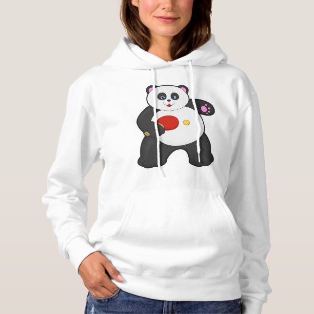 Panda at Table tennis with Table tennis racket Hoodie (Front)
