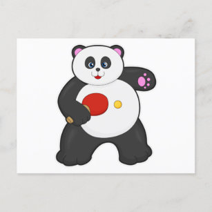 Panda at Table tennis with Table tennis racket Postcard