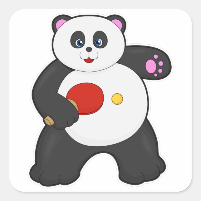 Panda at Table tennis with Table tennis racket Square Sticker (Front)