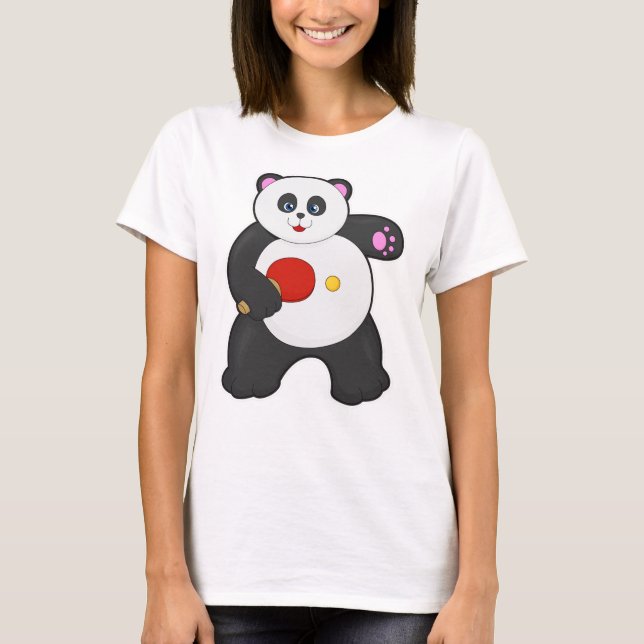 Panda at Table tennis with Table tennis racket T-Shirt (Front)