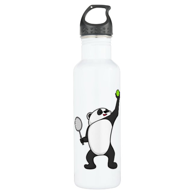Panda at Tennis with Tennis racket 710 Ml Water Bottle (Front)
