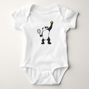 Panda at Tennis with Tennis racket Baby Bodysuit