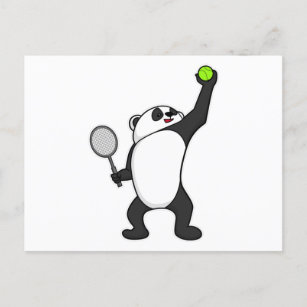 Panda at Tennis with Tennis racket Postcard