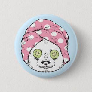 Panda At The Spa 6 Cm Round Badge