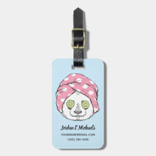 Panda At The Spa Add Your Name Luggage Tag