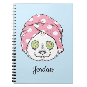 Panda At The Spa Add Your Name Notebook