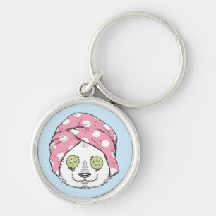Panda At The Spa Key Ring