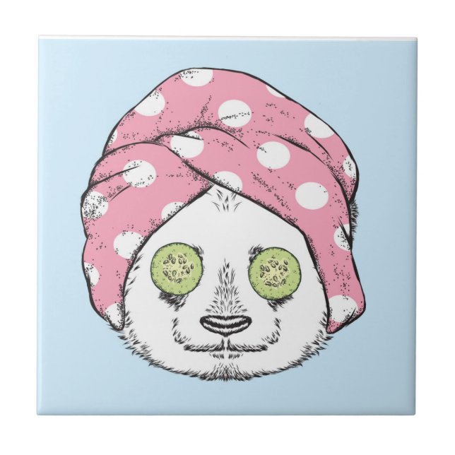 Panda At The Spa Tile (Front)