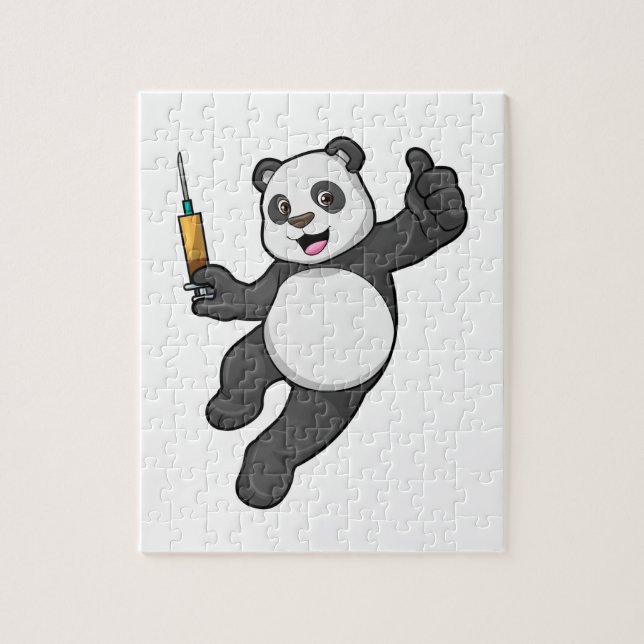 Panda at Vaccination with Syringe Jigsaw Puzzle (Vertical)