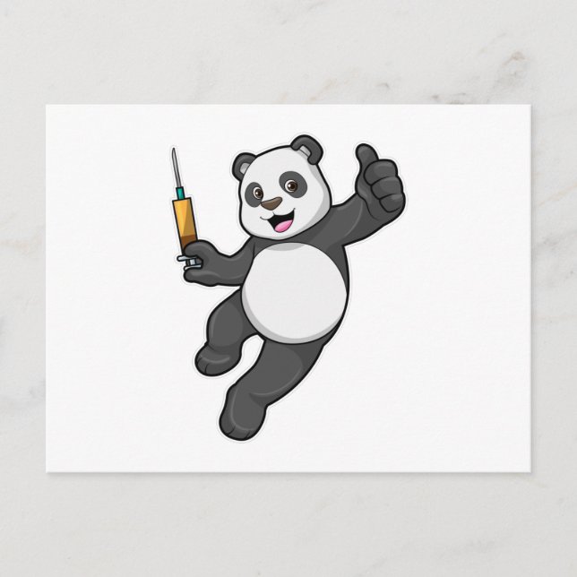 Panda at Vaccination with Syringe Postcard (Front)