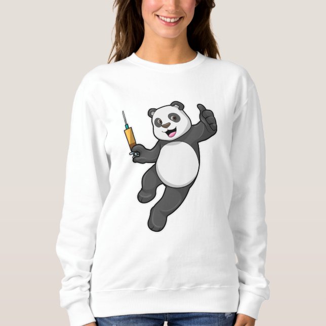 Panda at Vaccination with Syringe Sweatshirt (Front)